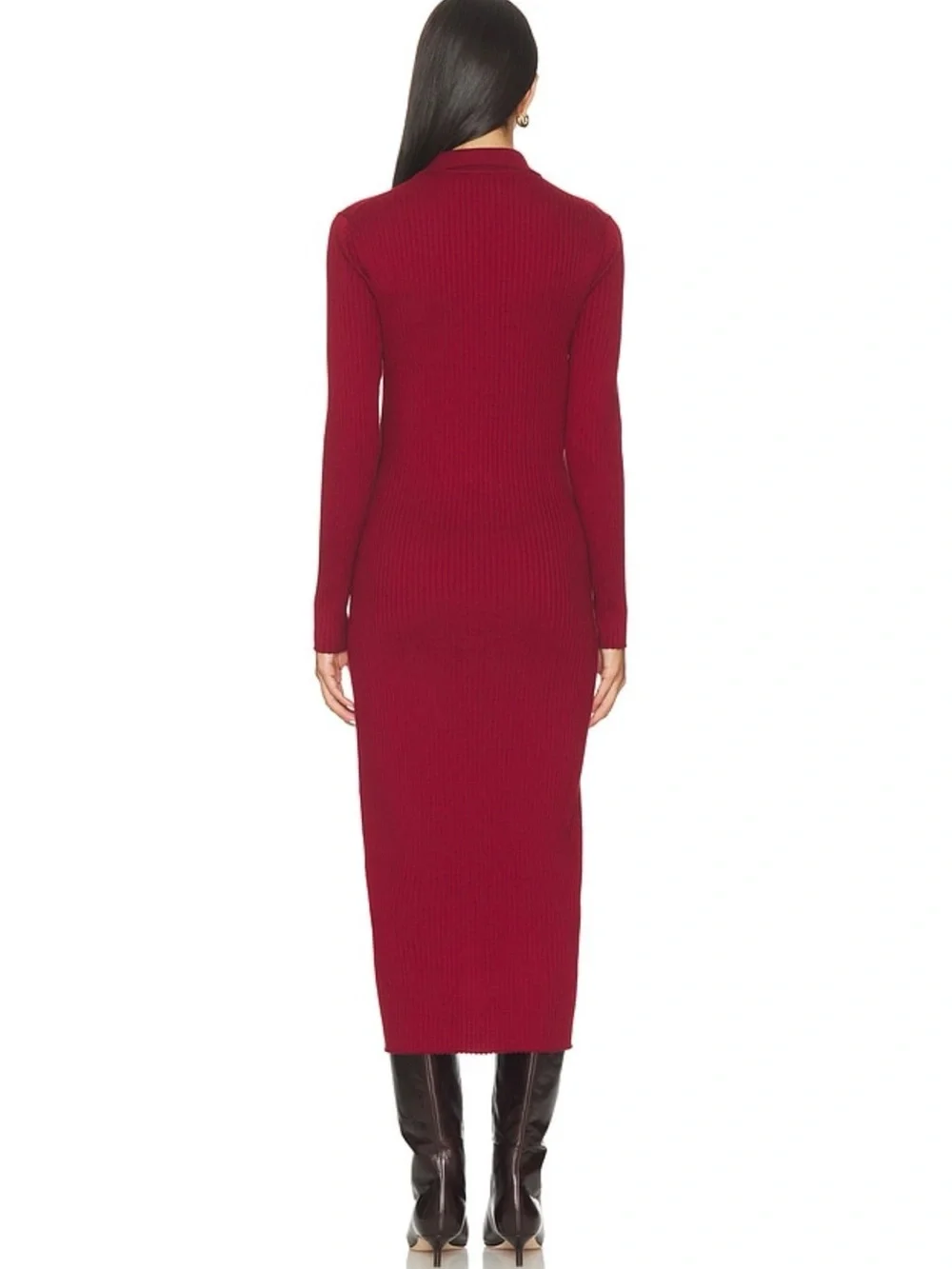 NWT Hatch The Averie Polo Rib Sweater Dress in Cranberry size 3 which is a Large